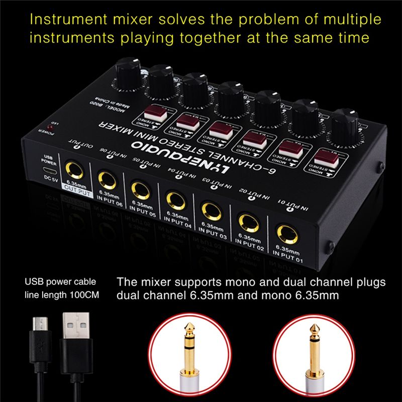 Mixer Audio Stereo 6 Saluran M - Audio Music Instrumental ulasan dan harga